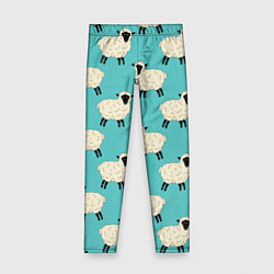 Леггинсы для девочки Овечки паттерн на бирюзовом, цвет: 3D-принт
