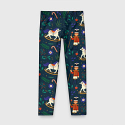 Леггинсы для девочки Рождественский узор Щелкунчик, цвет: 3D-принт