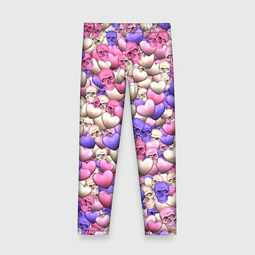 Детские легинсы Сердечки-черепушки / 3D-принт – фото 2