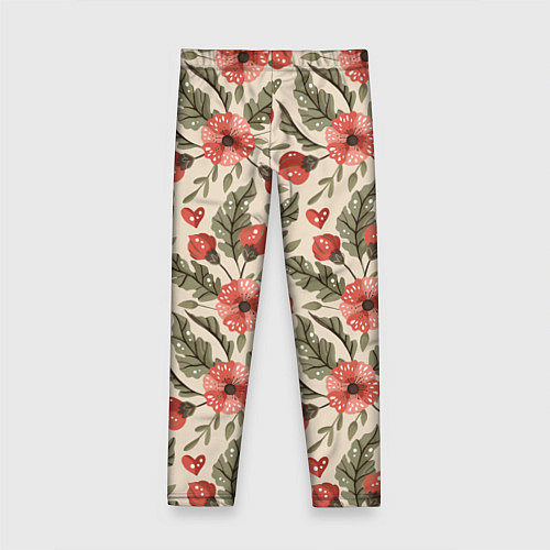 Детские легинсы Ретро-цветы / 3D-принт – фото 2