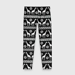 Леггинсы для девочки Черно-белые Жирафы, цвет: 3D-принт