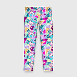 Леггинсы для девочки Единороги на радужном фоне с мороженым, цвет: 3D-принт