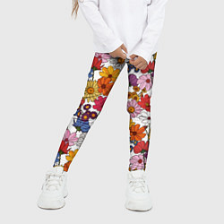 Леггинсы для девочки Полевые Цветы на белом фоне, цвет: 3D-принт — фото 2