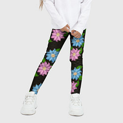 Леггинсы для девочки FLOWERS BLACK, цвет: 3D-принт — фото 2