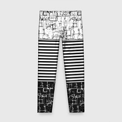 Леггинсы для девочки Черно-белый комбинированный абстрактный с полосаты, цвет: 3D-принт