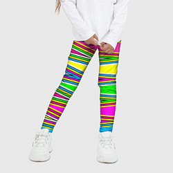 Леггинсы для девочки Полосатый радужный разноцветный геометрический узо, цвет: 3D-принт — фото 2