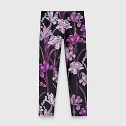 Леггинсы для девочки Цветы Фиолетовые Ирисы, цвет: 3D-принт