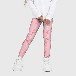 Леггинсы для девочки Веточки лаванды розовый паттерн, цвет: 3D-принт — фото 2