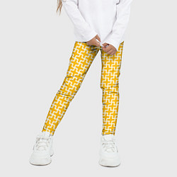 Леггинсы для девочки Белые крестики на желтом фоне, цвет: 3D-принт — фото 2