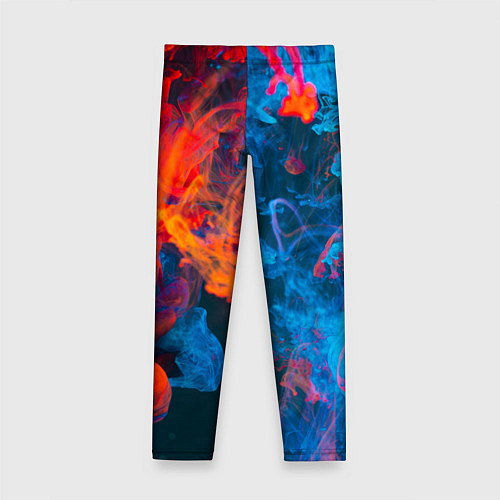 Детские легинсы Абстрактное переплетение оранжевой и синей красок / 3D-принт – фото 2
