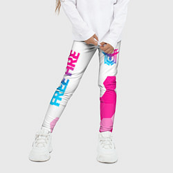 Леггинсы для девочки Free Fire neon gradient style: символ и надпись ве, цвет: 3D-принт — фото 2
