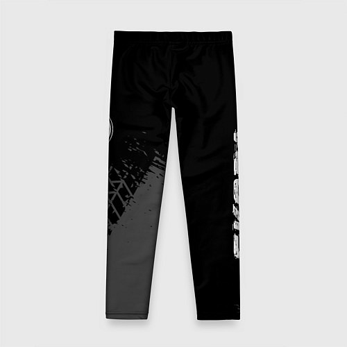 Детские легинсы Skoda speed на темном фоне со следами шин: символ / 3D-принт – фото 2