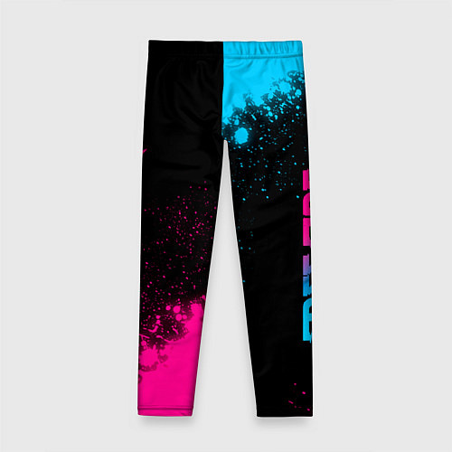 Детские легинсы Free Fire - neon gradient: символ и надпись вертик / 3D-принт – фото 2