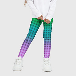 Леггинсы для девочки Gradient lilac green plaid, цвет: 3D-принт — фото 2