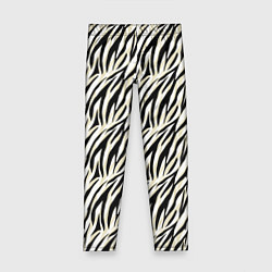 Леггинсы для девочки Тигровый полосатый узор-черные, бежевые полосы на, цвет: 3D-принт