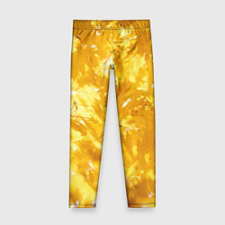 Леггинсы для девочки Золотые листья на ветках, цвет: 3D-принт