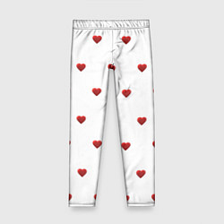 Леггинсы для девочки Белая поляна с красными сердечками, цвет: 3D-принт