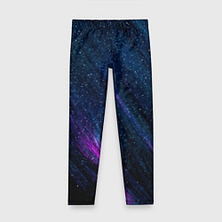 Леггинсы для девочки Звёздное абстрактное фиолетовое небо, цвет: 3D-принт