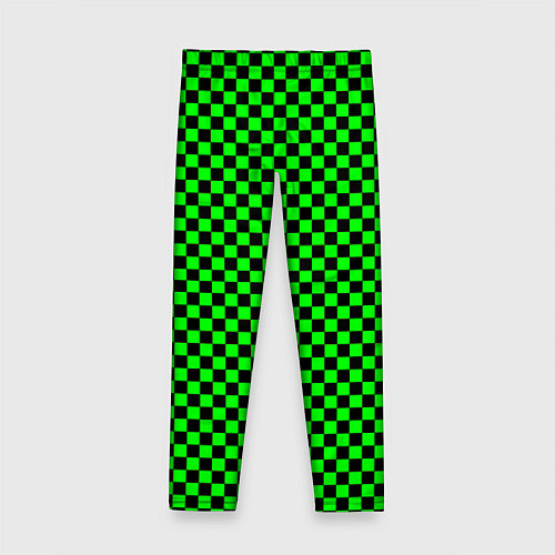 Детские легинсы Зелёная шахматка - паттерн / 3D-принт – фото 2