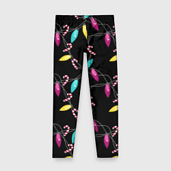 Детские легинсы Новогодняя гирлянда черная