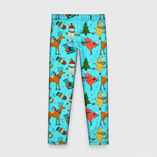 Детские легинсы Animals on the rink / 3D-принт – фото 2