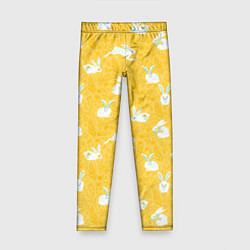 Леггинсы для девочки Кролики на пшеничном поле, цвет: 3D-принт