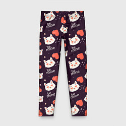 Леггинсы для девочки Паттерн котика на темном фоне, цвет: 3D-принт