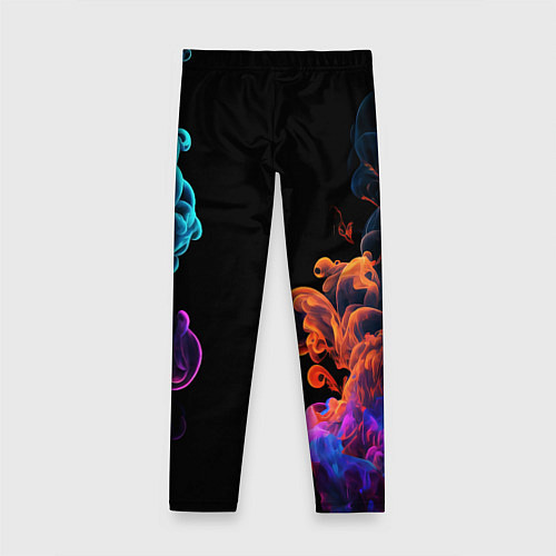 Детские легинсы Неоновый цветной дым на черном фоне / 3D-принт – фото 2