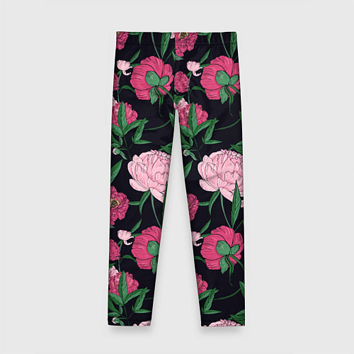 Детские легинсы Заросли розовых пионов / 3D-принт – фото 2