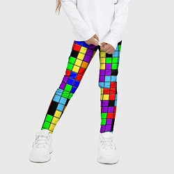 Леггинсы для девочки Тетрис цветные блоки, цвет: 3D-принт — фото 2