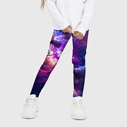 Леггинсы для девочки Небула в космосе в фиолетовых тонах - нейронная се, цвет: 3D-принт — фото 2