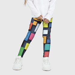 Леггинсы для девочки Тетрис цветные кубики, цвет: 3D-принт — фото 2