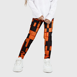 Леггинсы для девочки Чёрные и оранжевые кубики, цвет: 3D-принт — фото 2