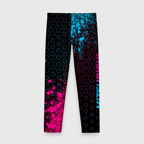 Детские легинсы Mitsubishi - neon gradient: надпись, символ / 3D-принт – фото 2