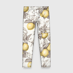 Леггинсы для девочки Лимоны - винтаж графика: паттерн, цвет: 3D-принт