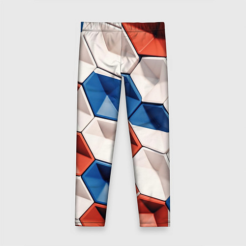 Детские легинсы Белые синие красные плитки / 3D-принт – фото 2