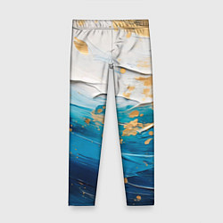 Детские легинсы Белый, синий, золотой импасто абстракция