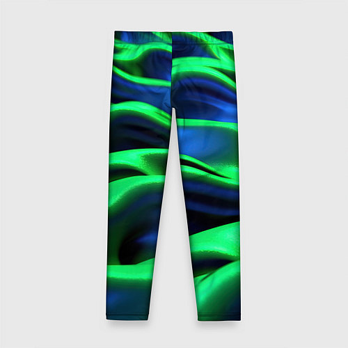 Детские легинсы Зеленые неоновые волны / 3D-принт – фото 2