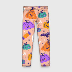 Леггинсы для девочки Halloween - pumpkins and ghosts, цвет: 3D-принт