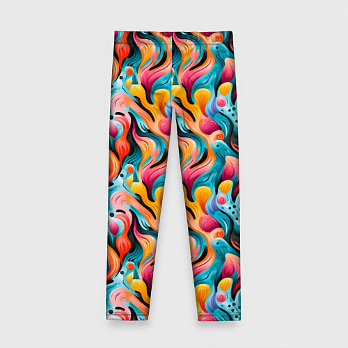 Детские легинсы Разноцветные кляксы паттерн / 3D-принт – фото 2