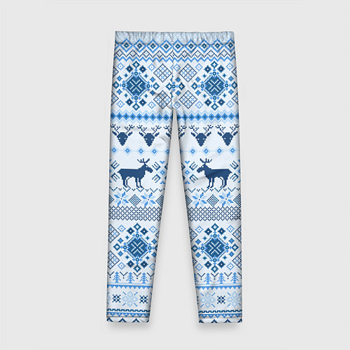 Детские легинсы Blue sweater with reindeer / 3D-принт – фото 2