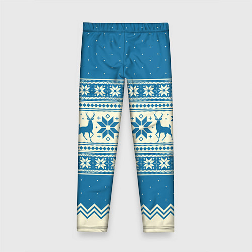 Детские легинсы Sweater with deer on a blue background / 3D-принт – фото 2