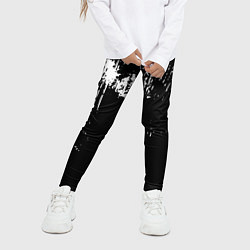 Леггинсы для девочки Черно-белый гранж текстуры дерева, цвет: 3D-принт — фото 2