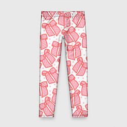 Леггинсы для девочки Узор с розовыми бантами в горошек, цвет: 3D-принт