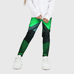 Леггинсы для девочки Зеленая абстракция геометрическая, цвет: 3D-принт — фото 2