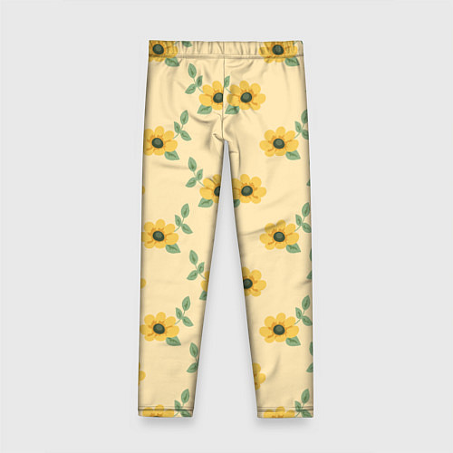 Детские легинсы Желтые цветы на желтом фоне - паттерн / 3D-принт – фото 2