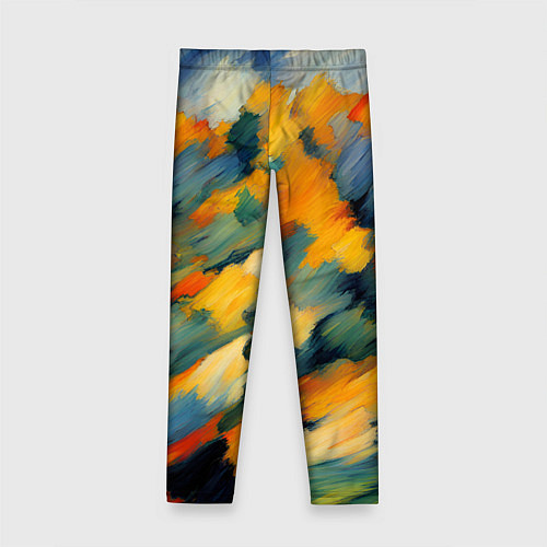 Детские легинсы Жёлтые и синие мазки / 3D-принт – фото 2