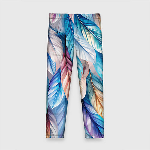 Детские легинсы Акварельные перья птиц / 3D-принт – фото 2