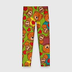 Леггинсы для девочки Мишки игрушечные и сердечки, цвет: 3D-принт