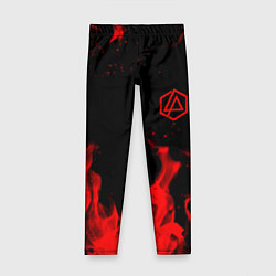 Леггинсы для девочки Linkin Park красный огонь лого, цвет: 3D-принт